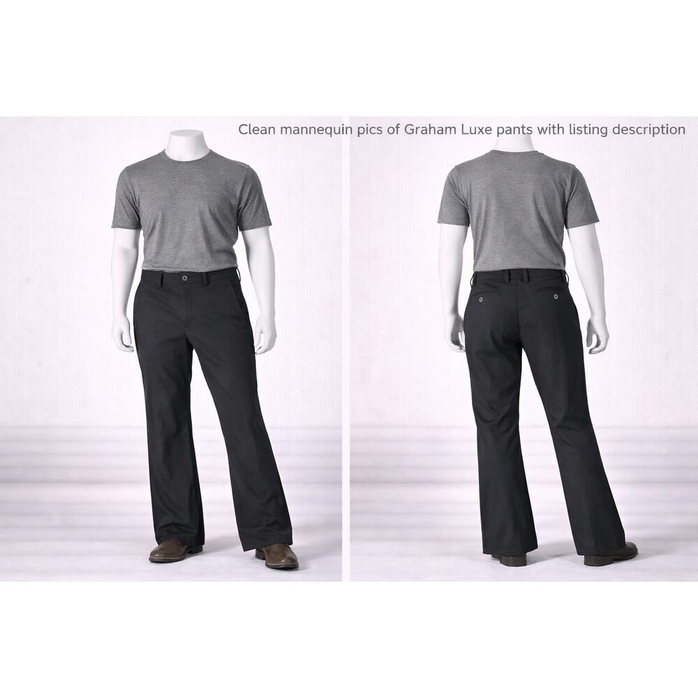 Graham Luxe Performance Pants Men’s 36x32 Black Stretch Golf Casual Trousers